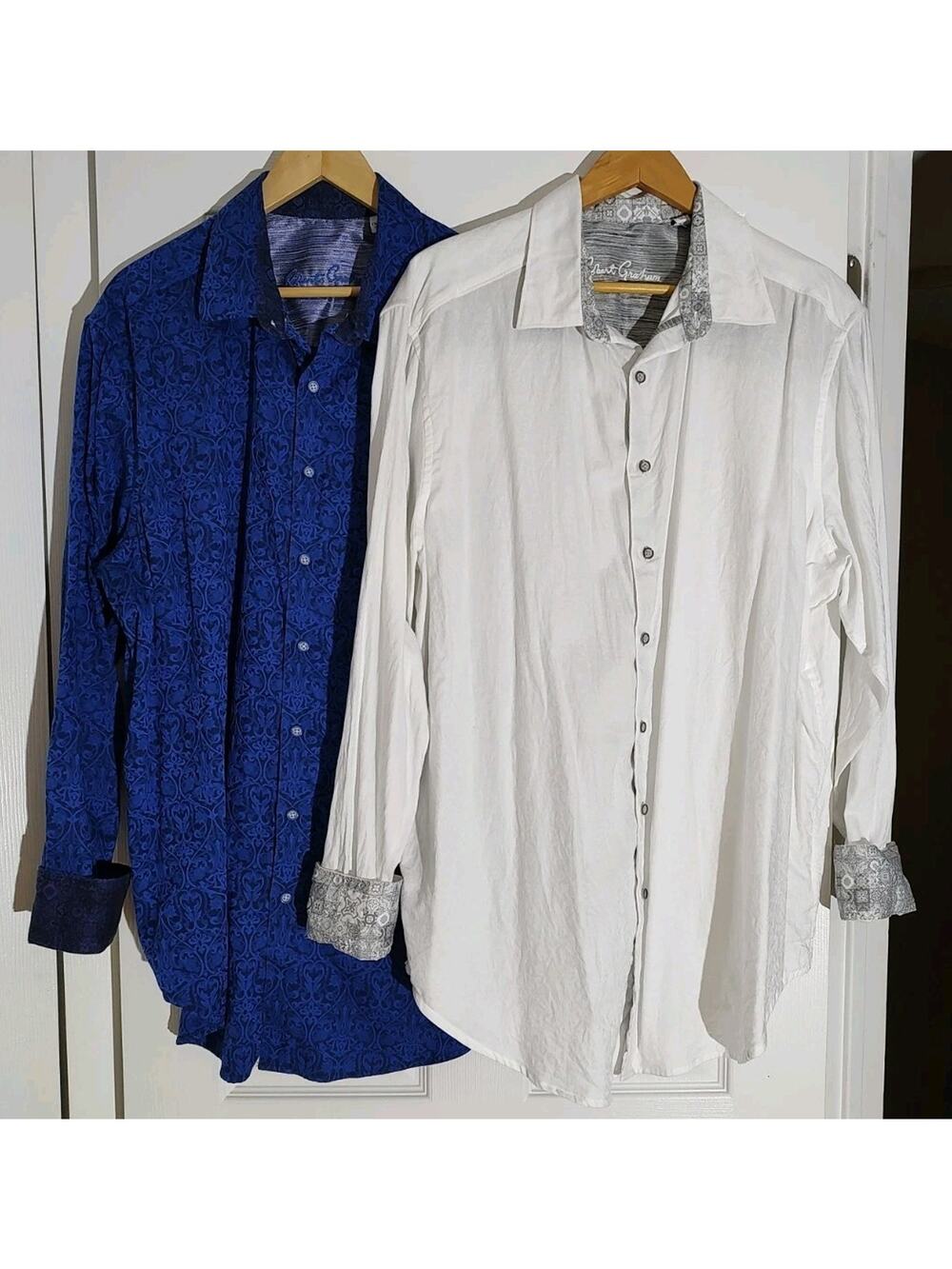 Lot of 2 Men's Robert Graham Shirt Flip Cuff Shirts - XLT
